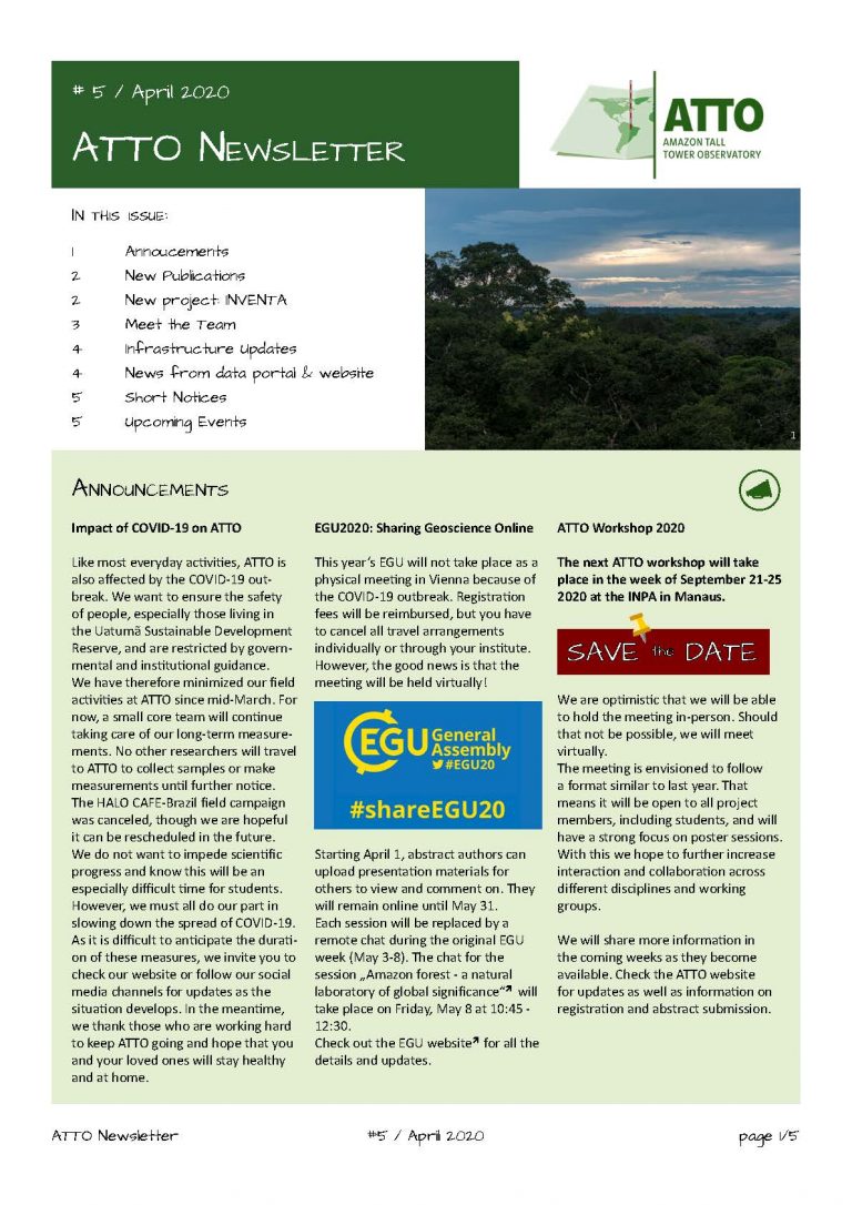 Cover of the ATTO Newsletter April 2020