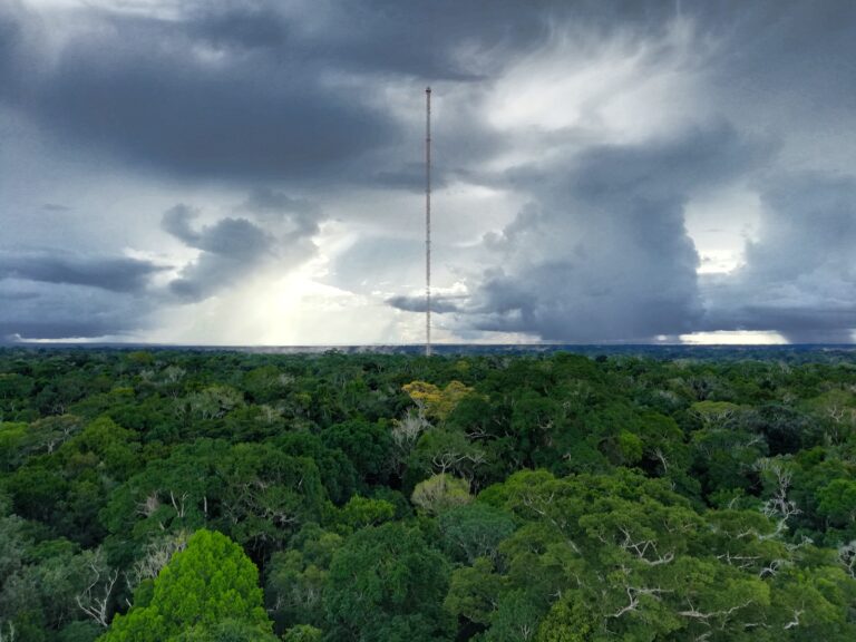 The ATTO tall tower on a stormy day.