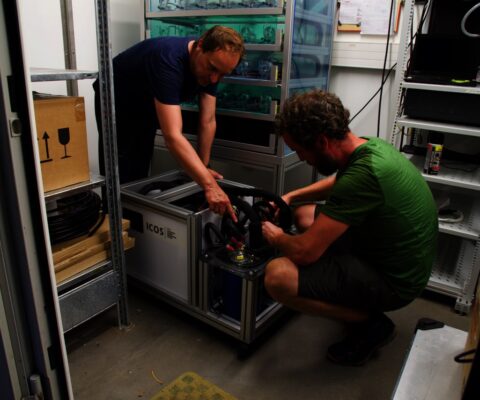 Markus and Richard are checking the components of the instrument. ©Carlos Sierra / MPI-BGC