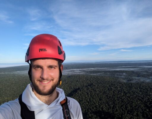 Stefan Herdy on top of the ATTO tower...