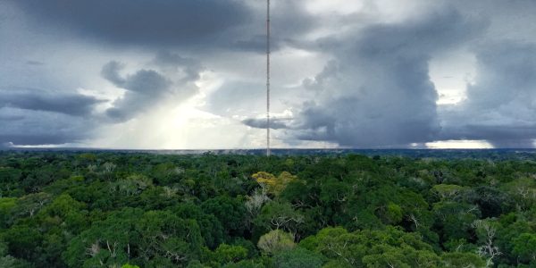 The ATTO tall tower on a stormy day.